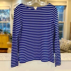 J. Crew Blue and White Striped Long Sleeve Top XS